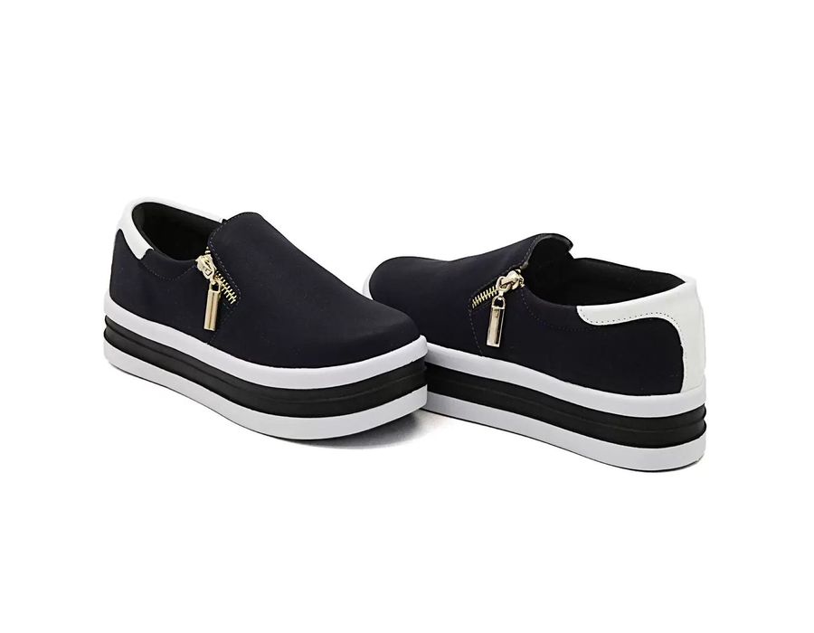 Tênis Feminino Dk Shoes Zíper Duas Cores Plataforma