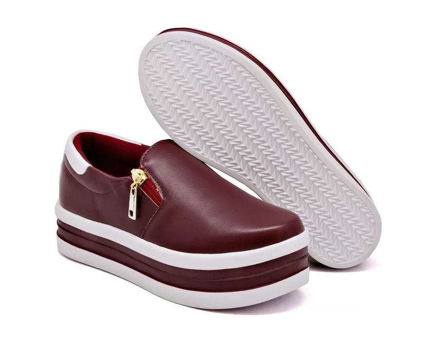 Tênis Feminino Dk Shoes Zíper Duas Cores Plataforma Bordo