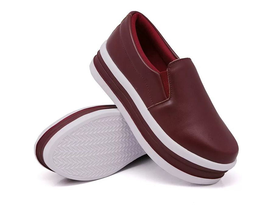 Tênis Dk Shoes Slip On Iate liso Bordo