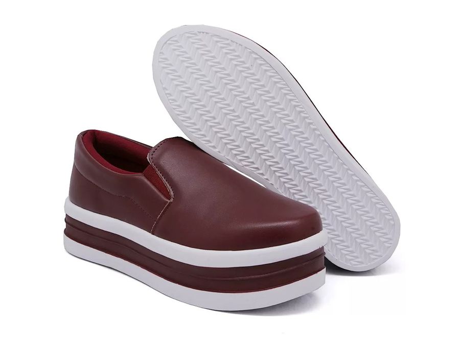 Tênis Dk Shoes Slip On Iate liso Bordo