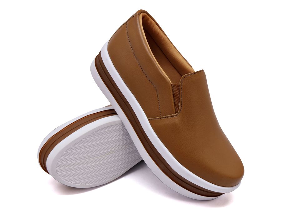 Tênis Dk Shoes Slip On Iate liso Caramelo