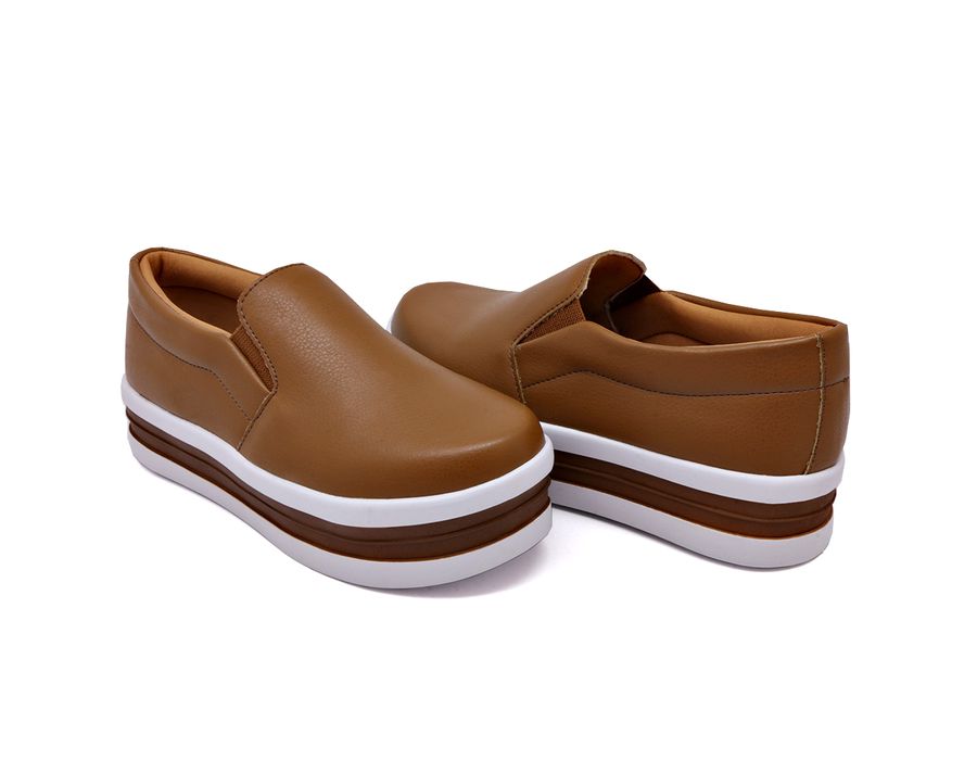 Tênis Dk Shoes Slip On Iate liso Caramelo