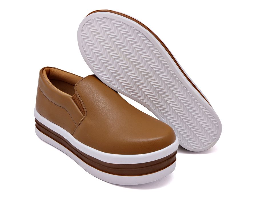 Tênis Dk Shoes Slip On Iate liso Caramelo