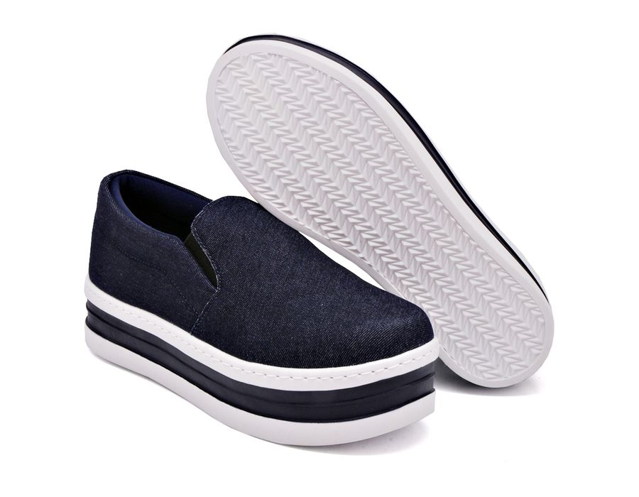 Tênis Dk Shoes Slip On Iate liso Jeans Escuro