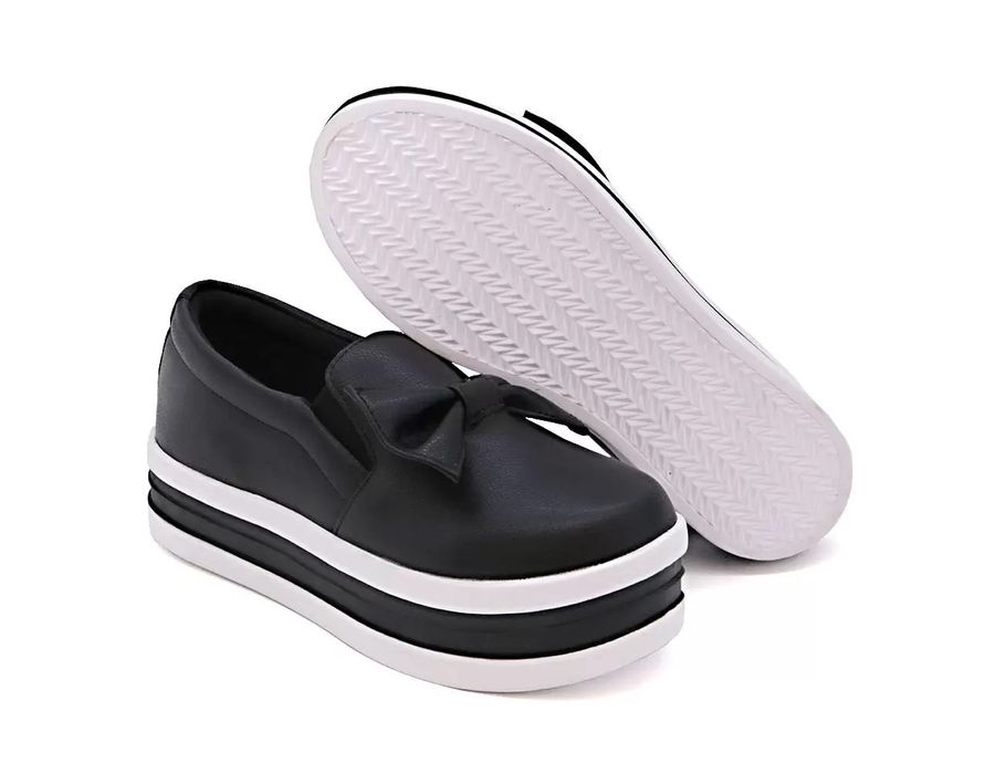 Tênis Iate Slip On Laço Gravata Flat Form Dk Shoes Preto