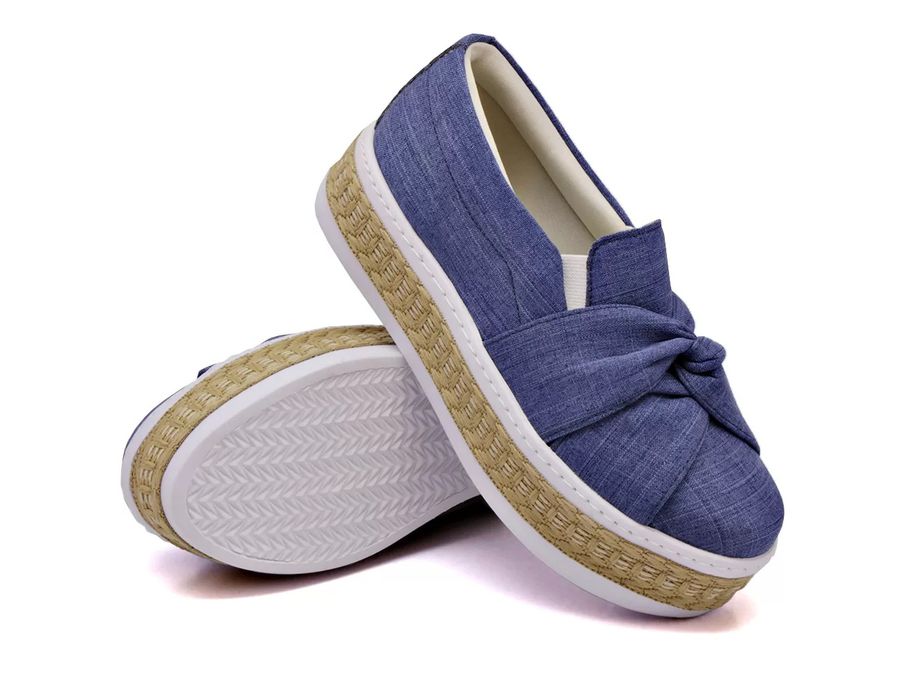 Tênis Dk Shoes Slip On Jeans Claro Nó Sola Alta Jeans Claro