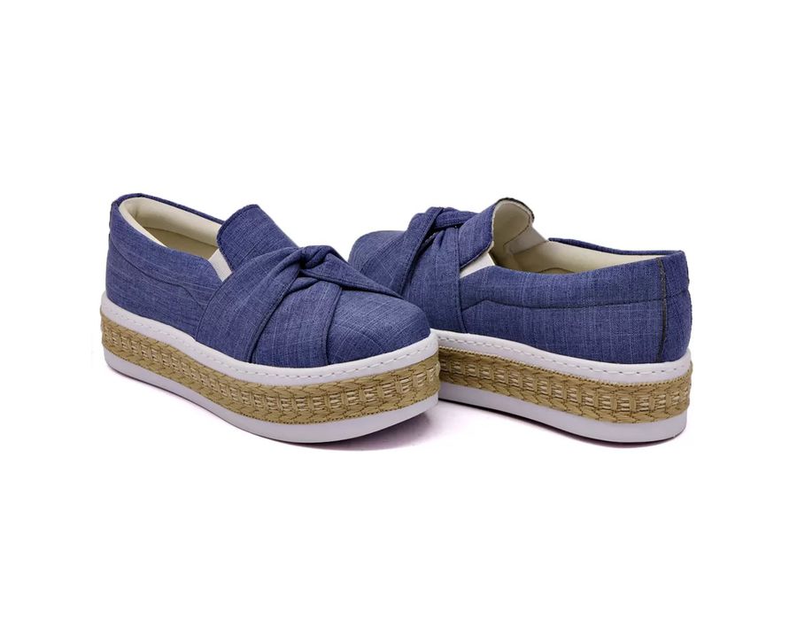 Tênis Dk Shoes Slip On Jeans Claro Nó Sola Alta Jeans Claro
