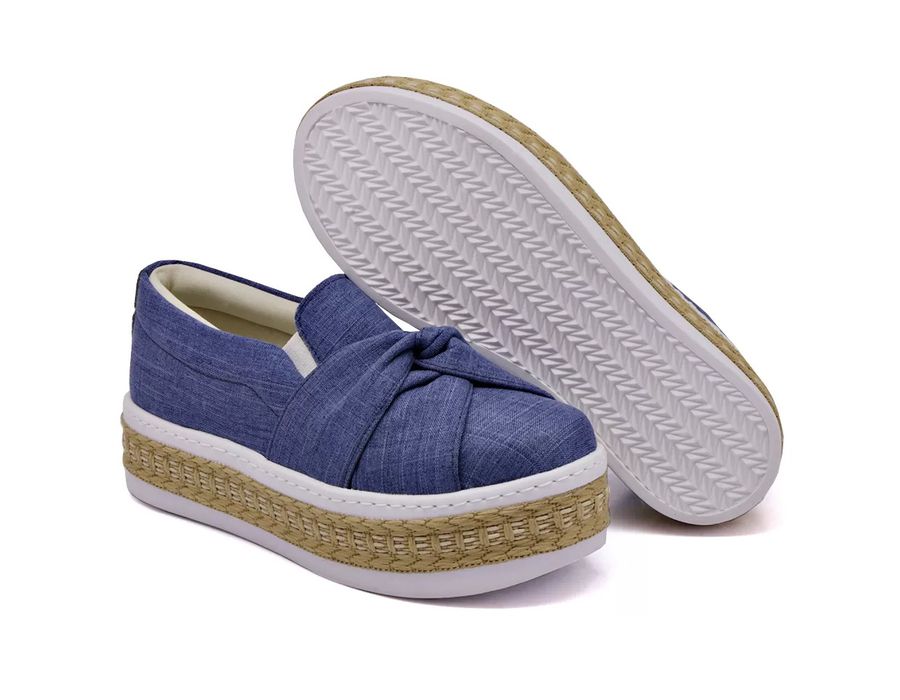 Tênis Dk Shoes Slip On Jeans Claro Nó Sola Alta Jeans Claro