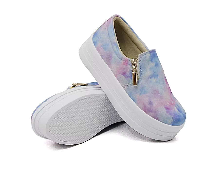 Tênis Feminino Slip On Zíper Sola Alta DK TieDie