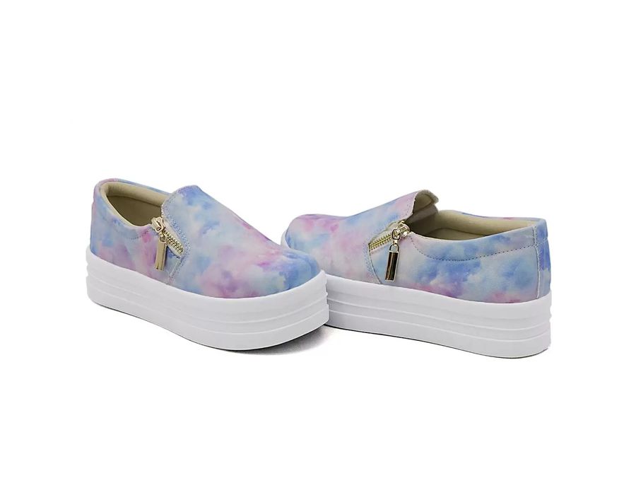 Tênis Feminino Slip On Zíper Sola Alta DK TieDie