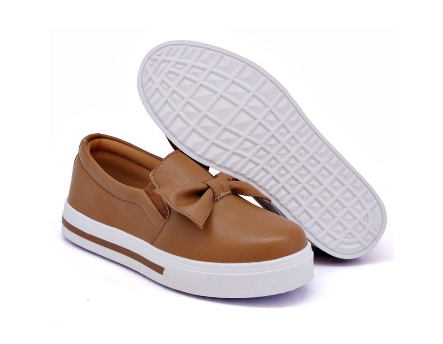 Tênis Slip On Laço Delicado Gravata Jeans Dk Shoes Caramelo