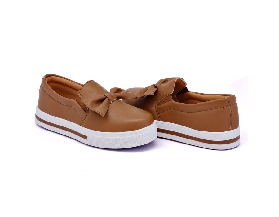 Tênis Slip On Laço Delicado Gravata Jeans Dk Shoes Caramelo