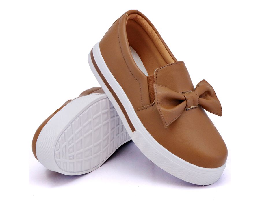 Tênis Slip On Laço Delicado Gravata Jeans Dk Shoes Caramelo