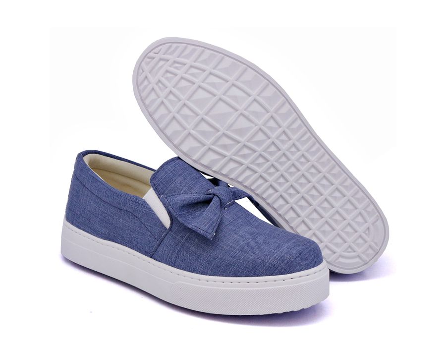 Tênis Slip On Laço Delicado Gravata Jeans Dk Shoes Jeans Claro