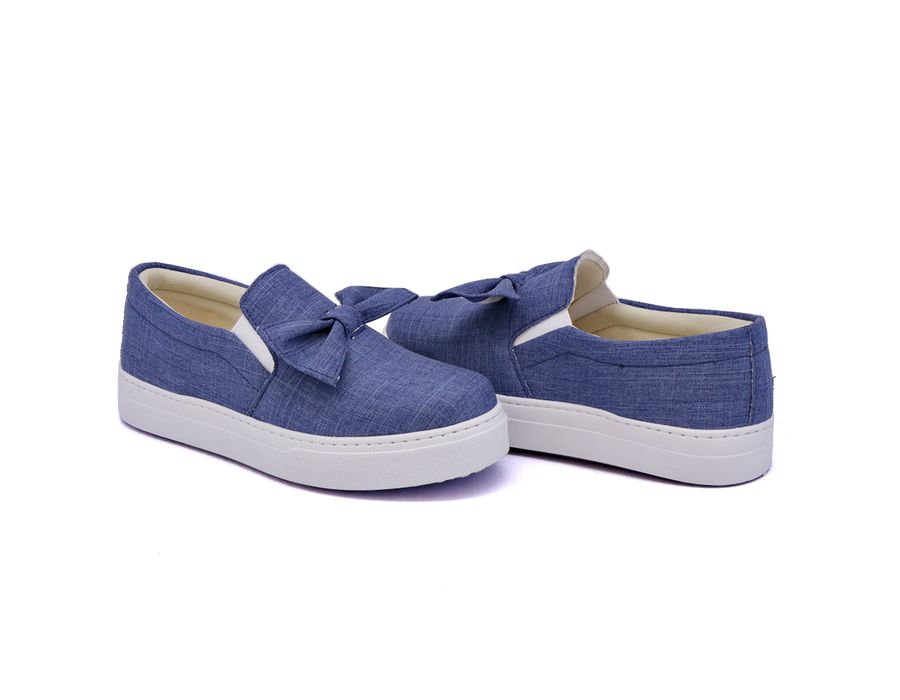 Tênis Slip On Laço Delicado Gravata Jeans Dk Shoes Jeans Claro