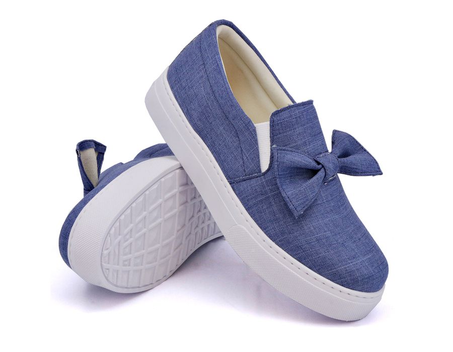 Tênis Slip On Laço Delicado Gravata Jeans Dk Shoes Jeans Claro