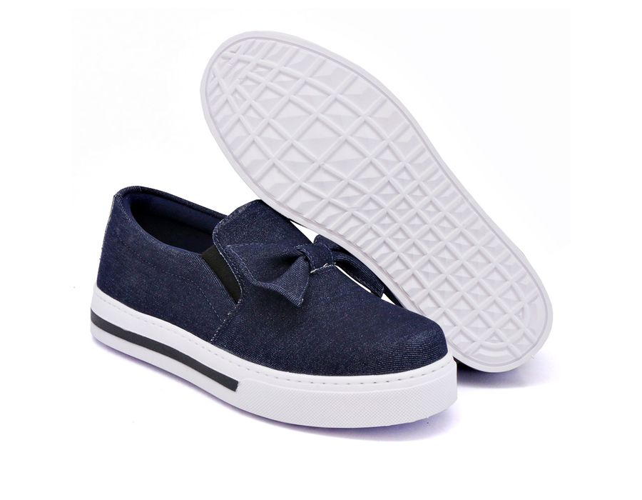 Tênis Slip On Laço Delicado Gravata Jeans Dk Shoes Jeans Escuro