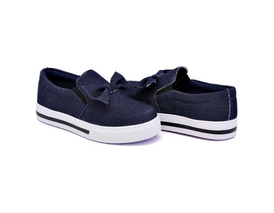 Tênis Slip On Laço Delicado Gravata Jeans Dk Shoes Jeans Escuro