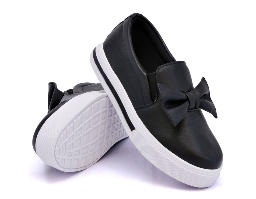 Tênis Slip On Laço Delicado Gravata Jeans Dk Shoes Preto