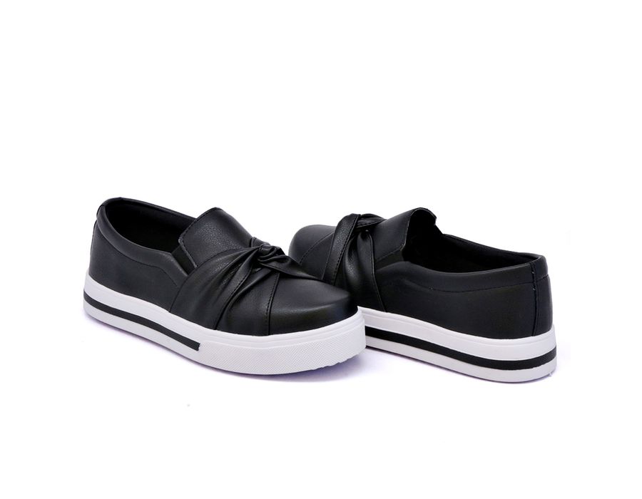 Tênis Iate Slip On Nó Frontal DK Shoes Listra Sola Preto