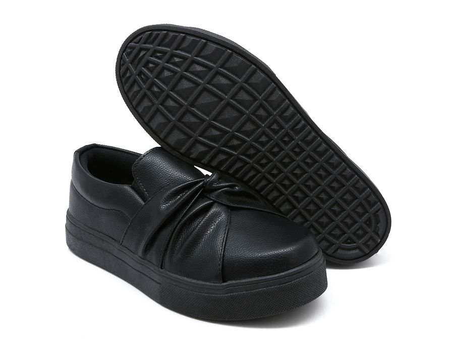 Tênis Slip On Iate Nó Frontal Todo Preto Dk Shoes