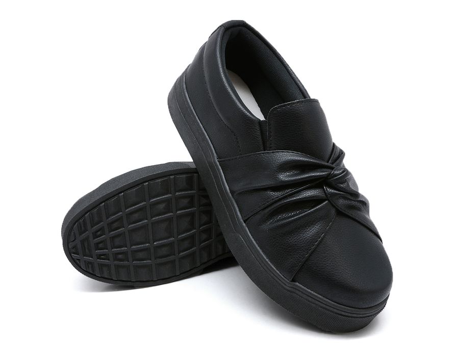 Tênis Slip On Iate Nó Frontal Todo Preto Dk Shoes