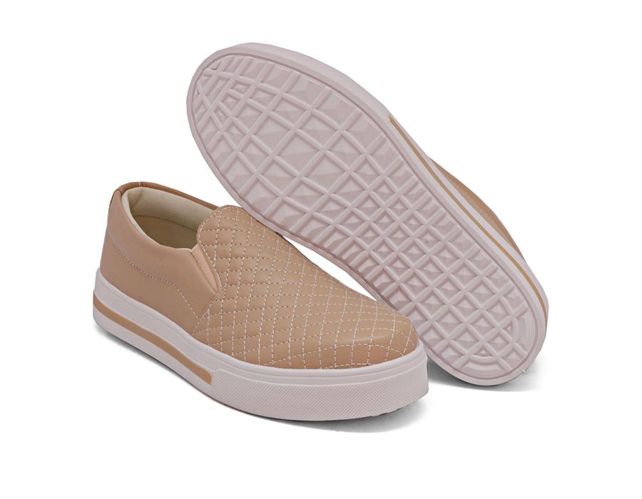 Tênis Slip On Detalhe Costura Matelassê Dk Shoes Rosê