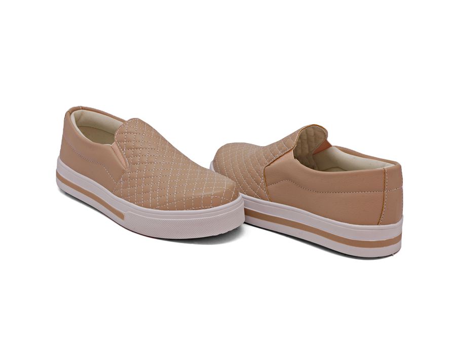 Tênis Slip On Detalhe Costura Matelassê Dk Shoes Rosê