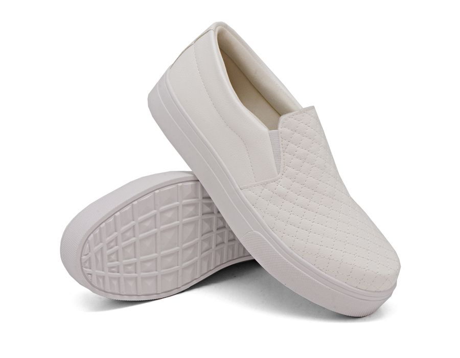 Tênis Slip On Detalhe Costura Matelassê Dk Shoes Branco