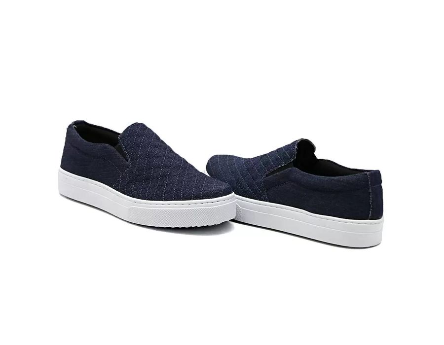 Tênis Slip On Detalhe Costura Matelassê Dk Shoes Jeans Escuro