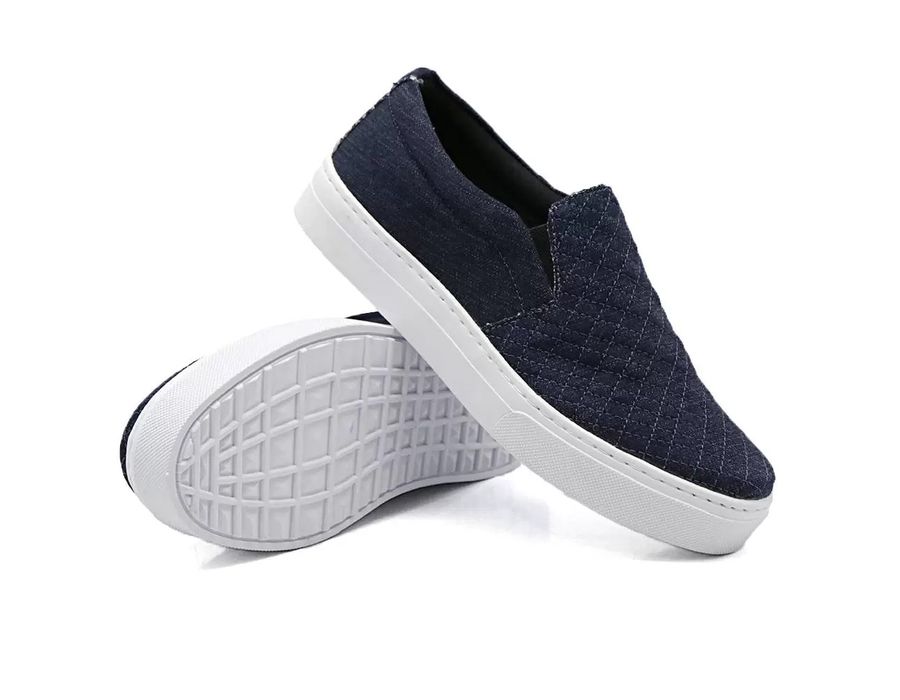Tênis Slip On Detalhe Costura Matelassê Dk Shoes Jeans Escuro