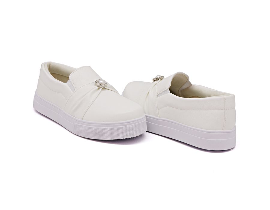 Tênis Slip On Dk Shoes Sola Listra Pérola Branco