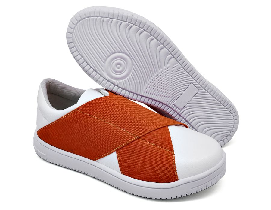 Tênis Siena Elástico Dk Shoes Branco Laranja
