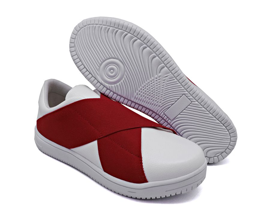 Tênis Siena Elástico Dk Shoes Branco Vermelho
