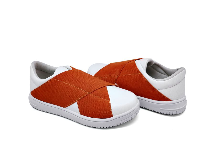 Tênis Siena Elástico Dk Shoes Branco Laranja