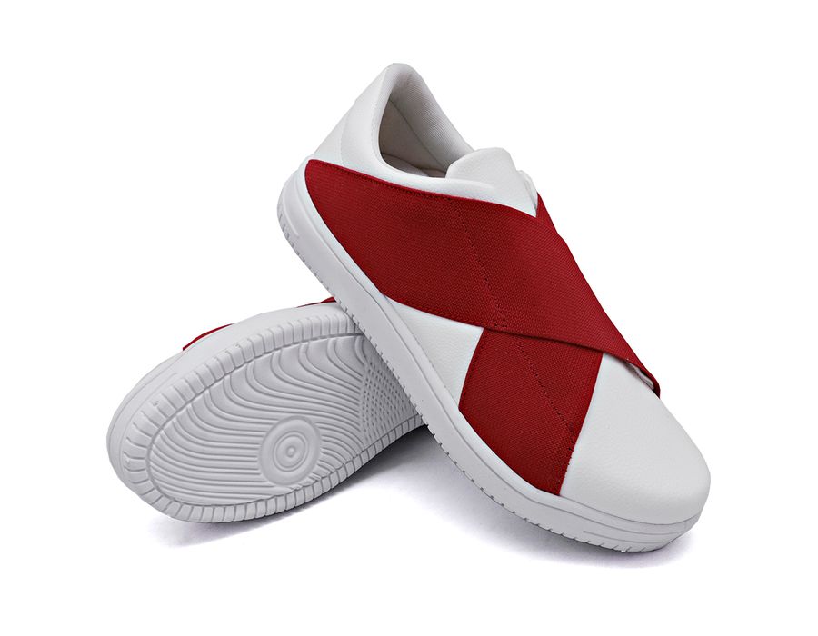 Tênis Siena Elástico Dk Shoes Branco Vermelho