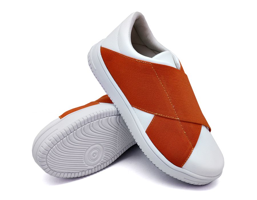 Tênis Siena Elástico Dk Shoes Branco Laranja