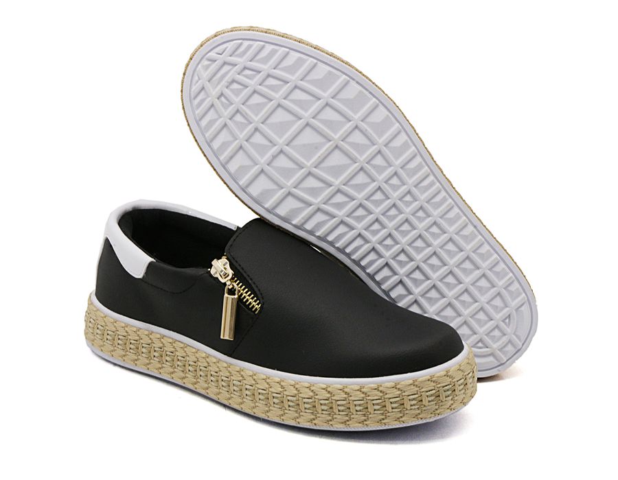 Tênis Feminino Slip On Zíper Pietra Corda Dk Shoes