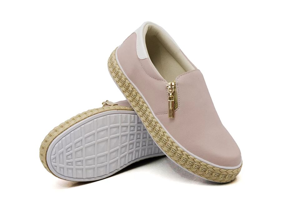 Tênis Feminino Slip On Zíper Pietra Corda Dk Shoes Rose