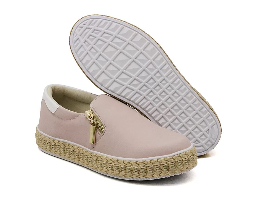Tênis Feminino Slip On Zíper Pietra Corda Dk Shoes Rose