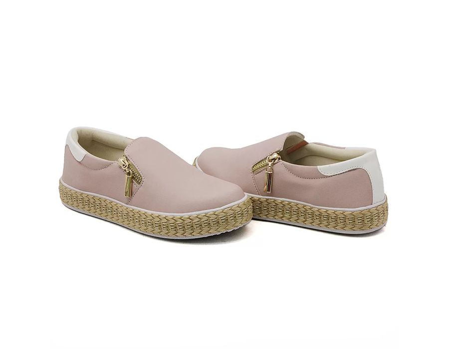 Tênis Feminino Slip On Zíper Pietra Corda Dk Shoes Rose
