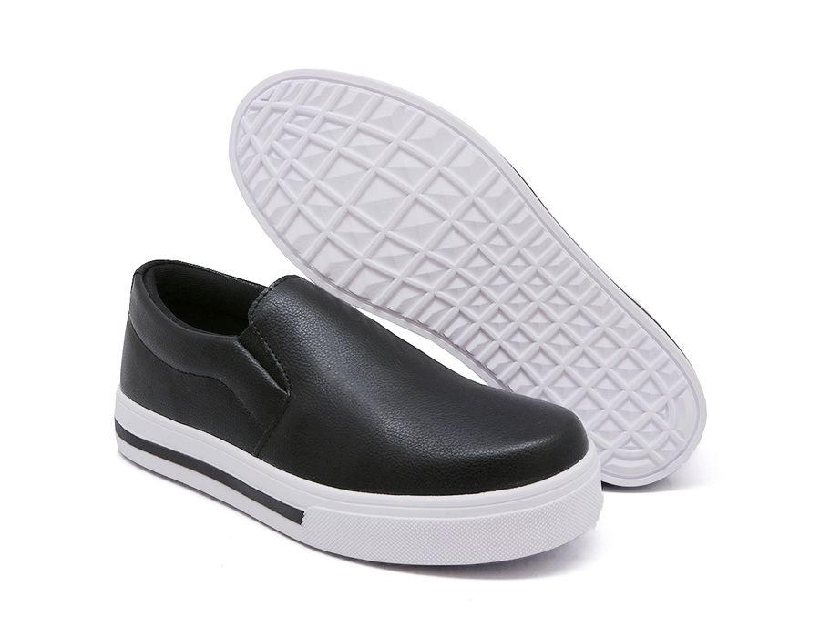 Tênis Slip On Liso Lista Sola Dk Shoes Preto