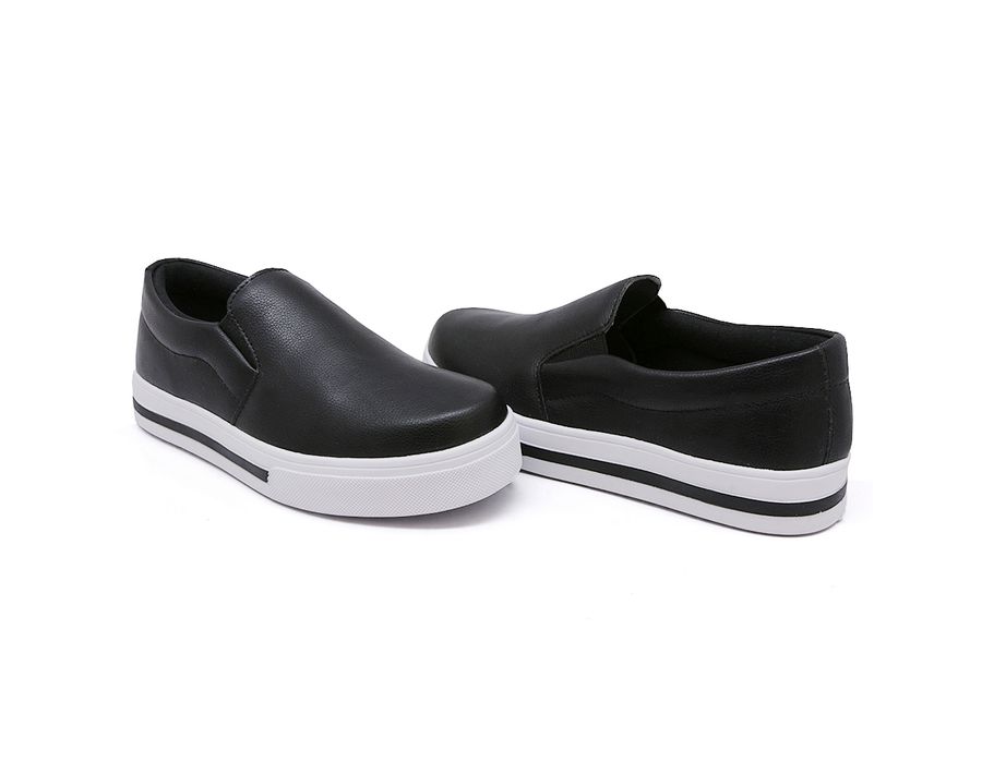 Tênis Slip On Liso Lista Sola Dk Shoes Preto
