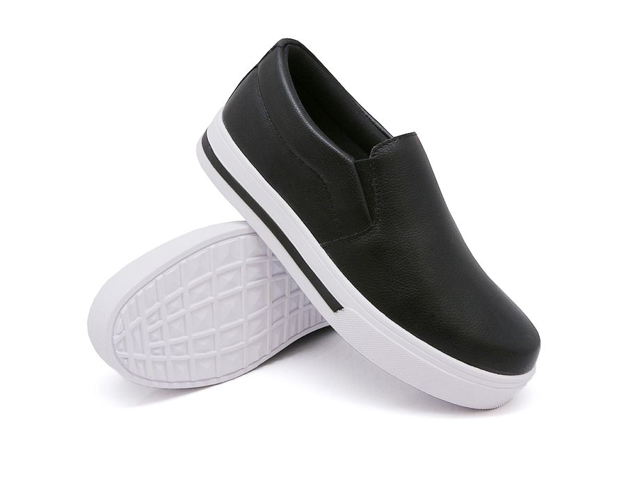 Tênis Slip On Liso Lista Sola Dk Shoes Preto