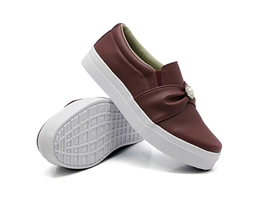 Tênis Slip On Dk Shoes Pérola Bordo