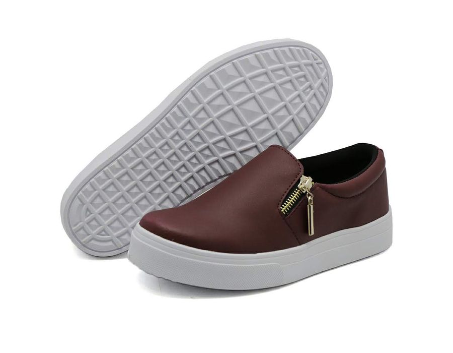 Tênis Slip On Zíper Lateral Dk Shoes Bordo