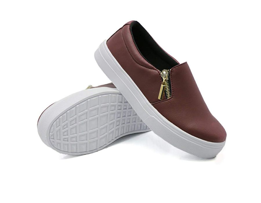 Tênis Slip On Zíper Lateral Dk Shoes Bordo