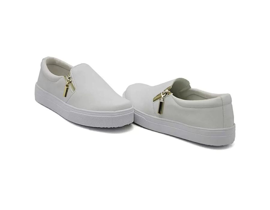 Tênis Slip On Zíper Lateral Dk Shoes Branco