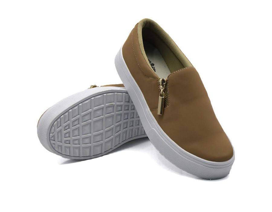 Tênis Slip On Zíper Lateral Dk Shoes Caramelo