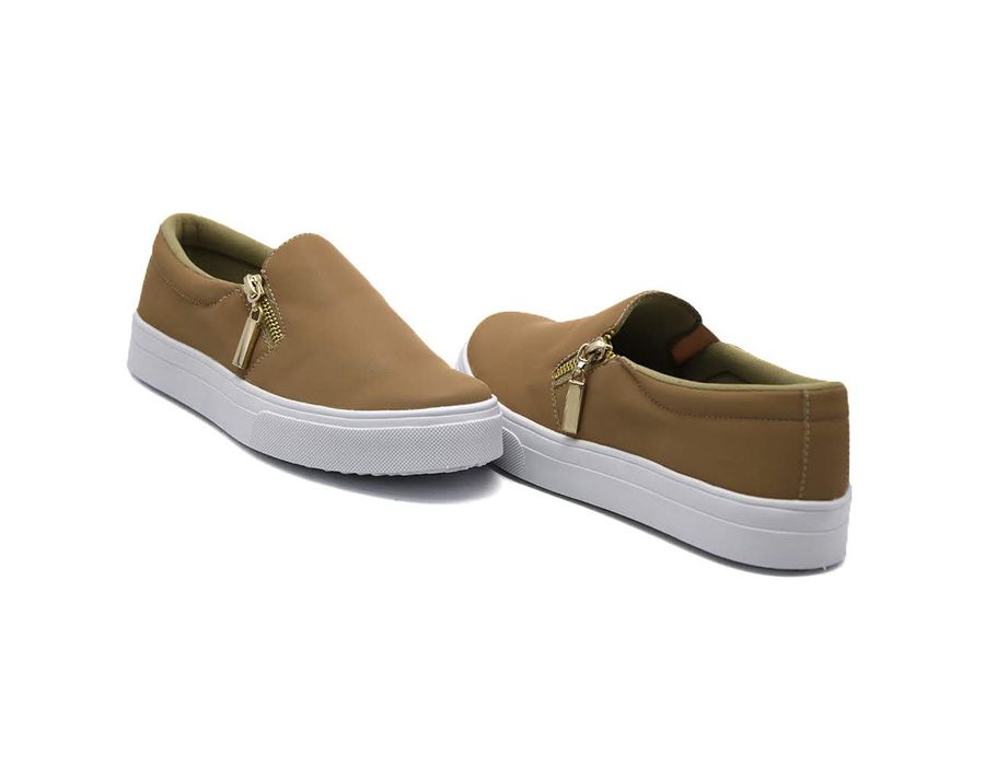 Tênis Slip On Zíper Lateral Dk Shoes Caramelo